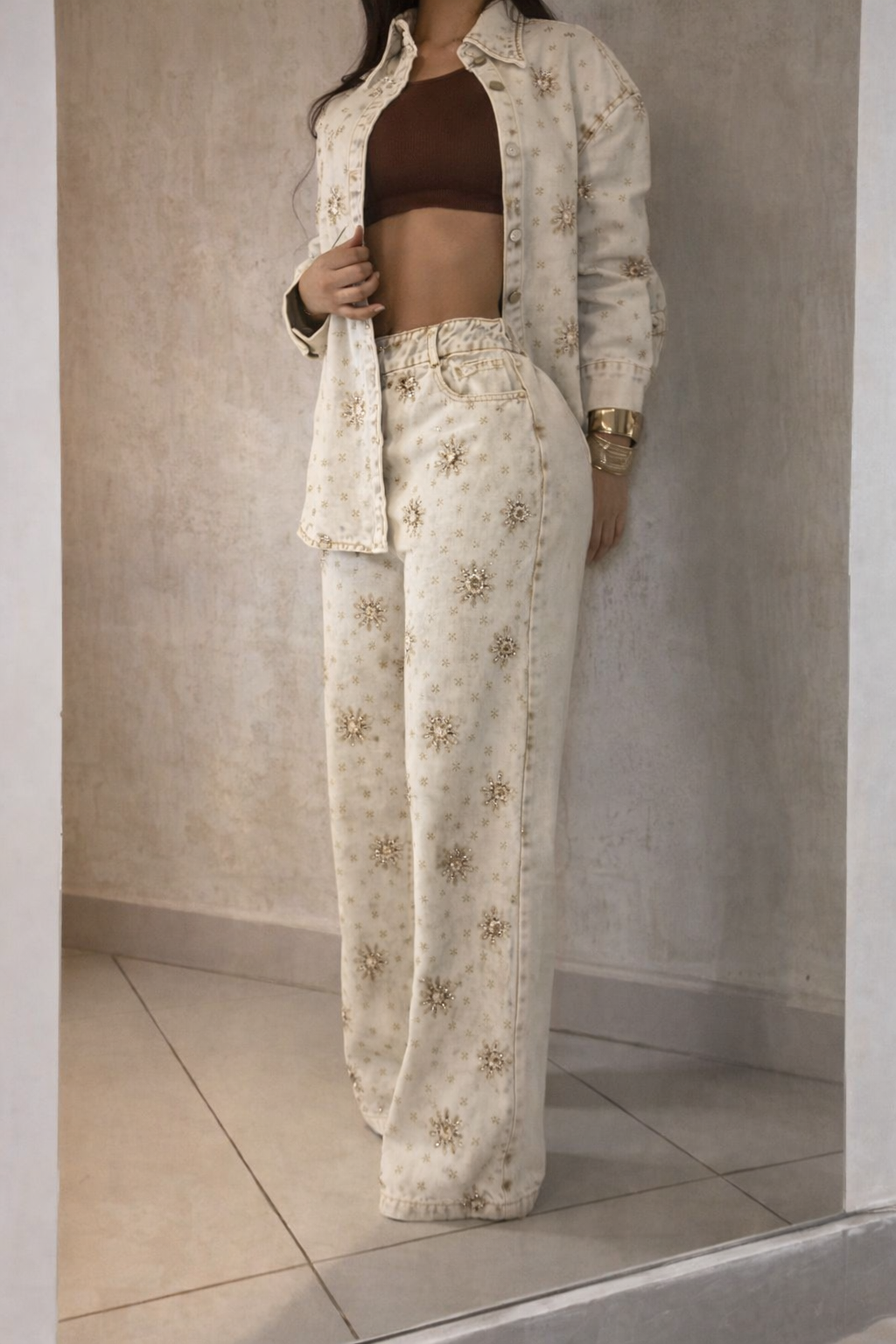 Conjunto Crystal Siena™ | Jeans Premium com Aplicações em Cristais