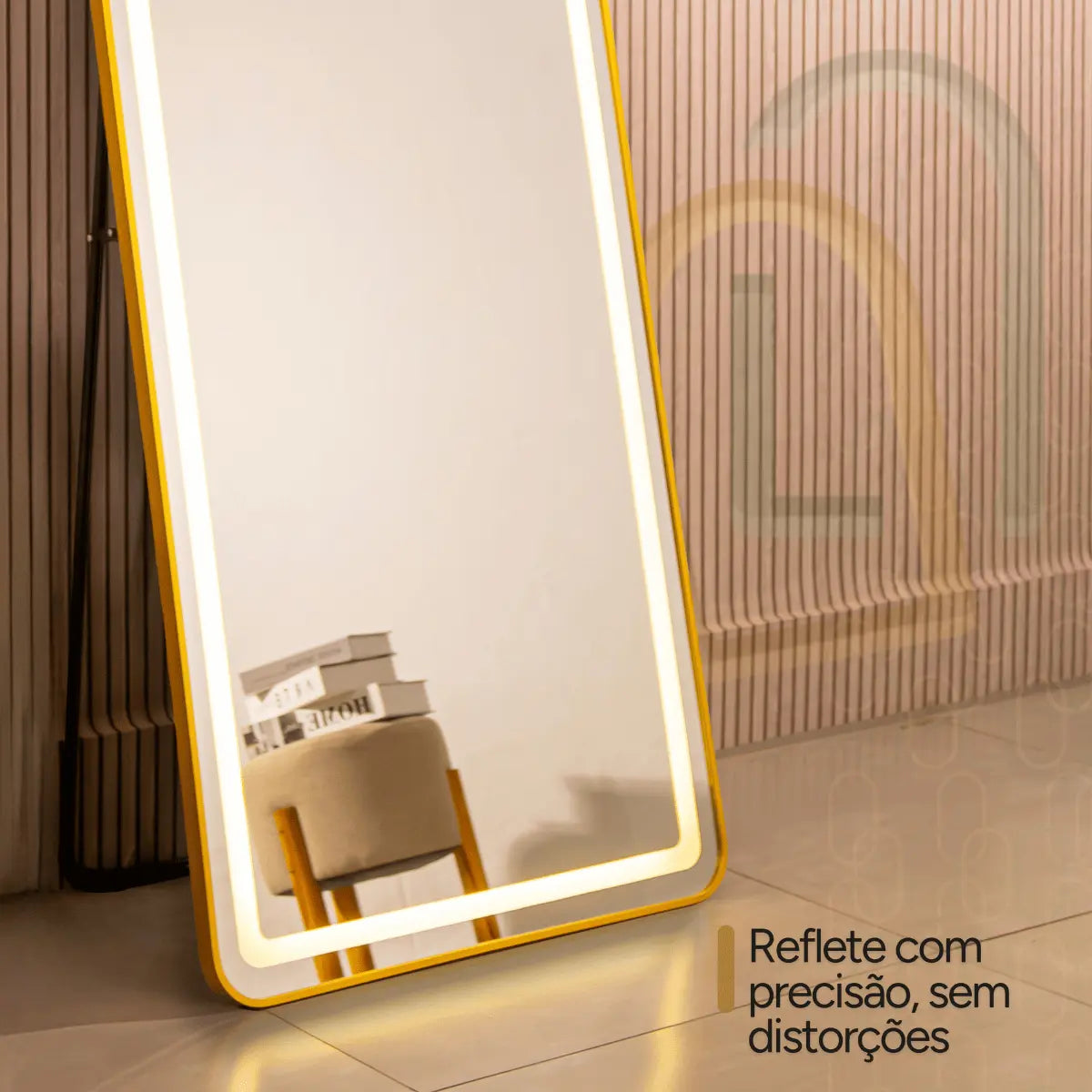 Espelho Oval Led 170x70 Moldura Grande Corpo Inteiro