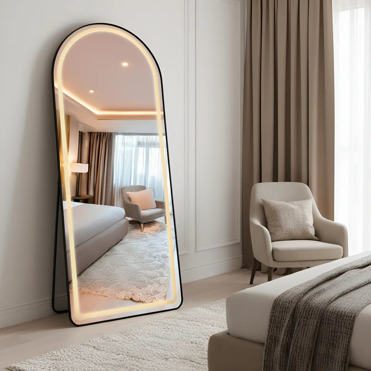 Espelho Oval Led 170x70 Moldura Grande Corpo Inteiro