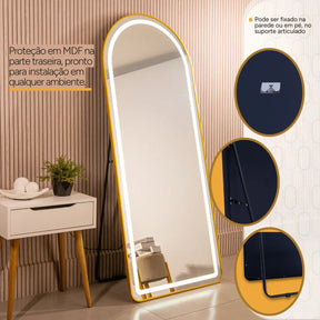 Espelho Oval Led 170x70 Moldura Grande Corpo Inteiro