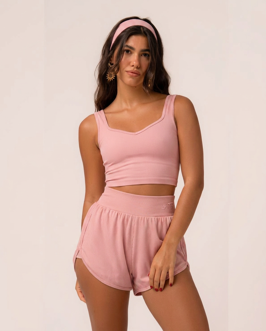 Conjunto Fitness Premium em Poliamida – Top Cropped + Short