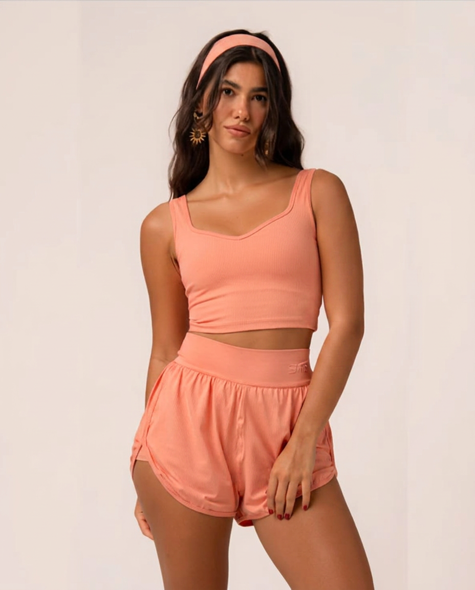 Conjunto Fitness Premium em Poliamida – Top Cropped + Short